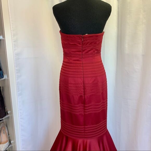 Evenings By Mon Cheri red mermaid strapless evening prom grad bridesmaid gown🔥 - Picture 7 of 16